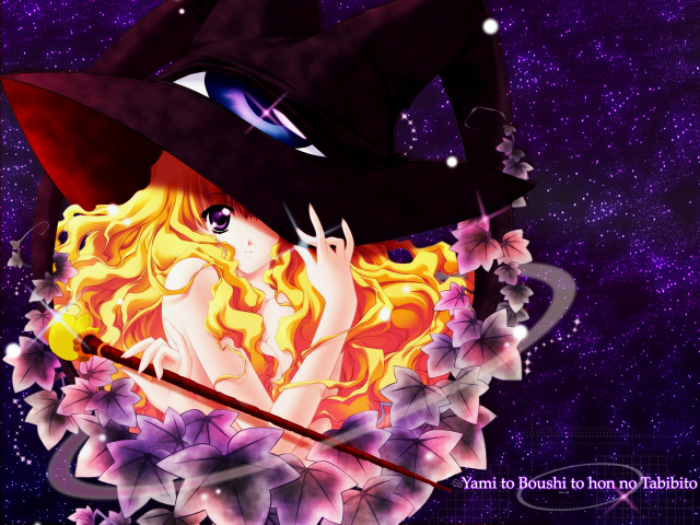 Witch purple background stars flower free wallpaper for desktop - medium preview image