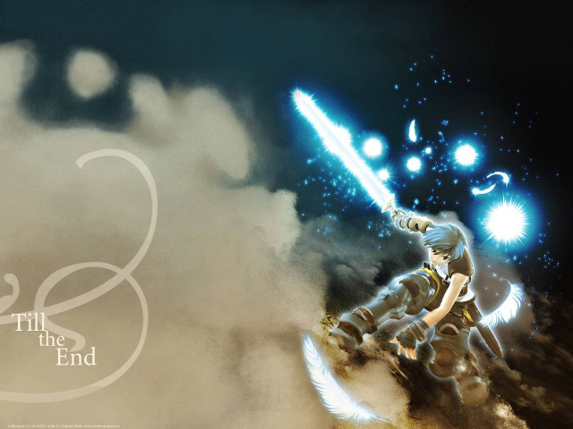 Cartoon angel sword moon night free wallpaper for desktop - medium preview image