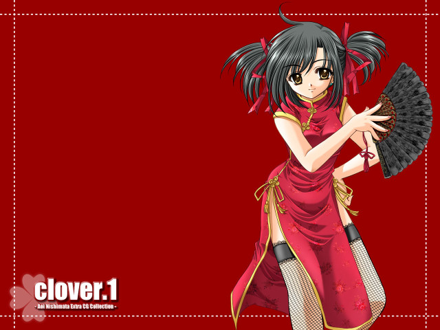 Red dress fan anime china free wallpaper for desktop - medium preview image