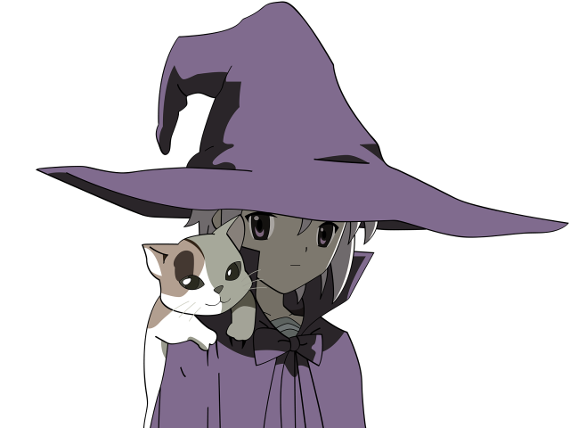 Cartoon cat witch hat purple free wallpaper for desktop - medium preview image