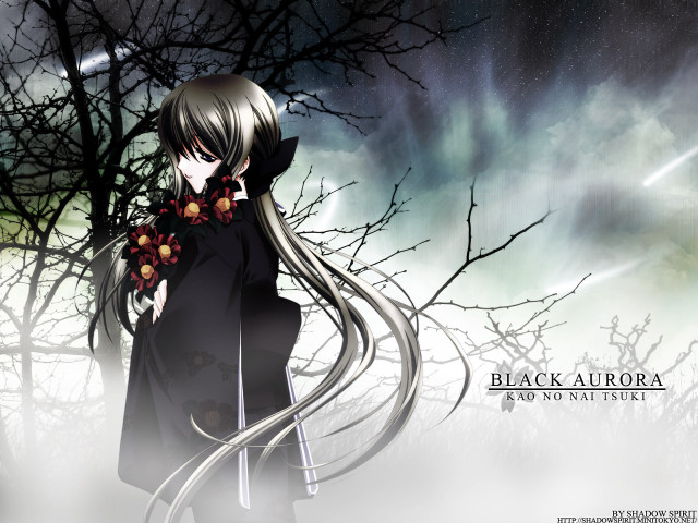 Anime girl black outfit full free wallpaper for desktop - medium preview image