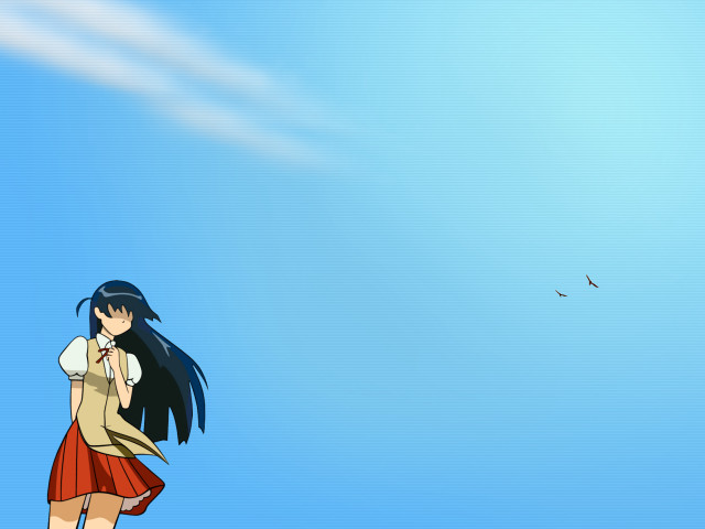 Girl red skirt bird outdoors free wallpaper for desktop - medium preview image