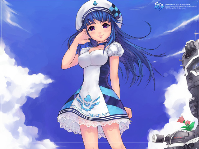 Sailor girl train blue sky free wallpaper for desktop - medium preview image