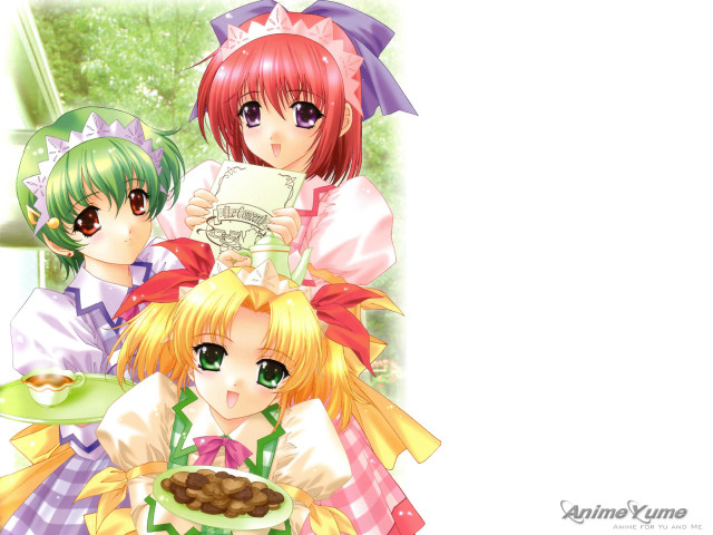 Anime girls food tray maid free wallpaper for desktop - medium preview image