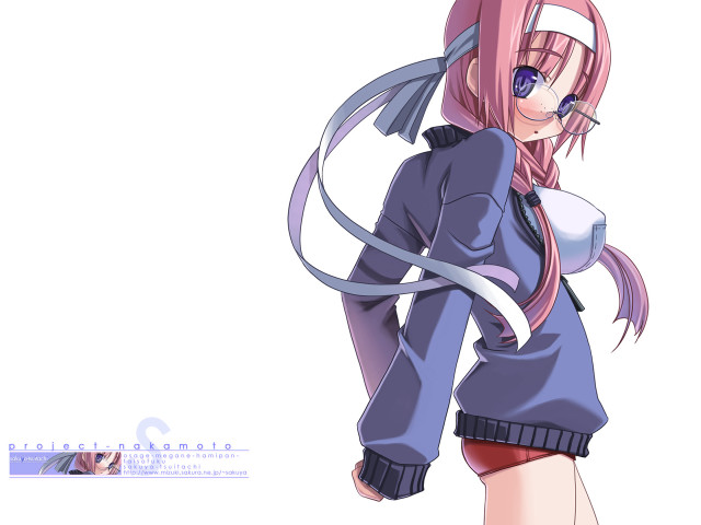 Pink haired anime girl blue free wallpaper for desktop - medium preview image