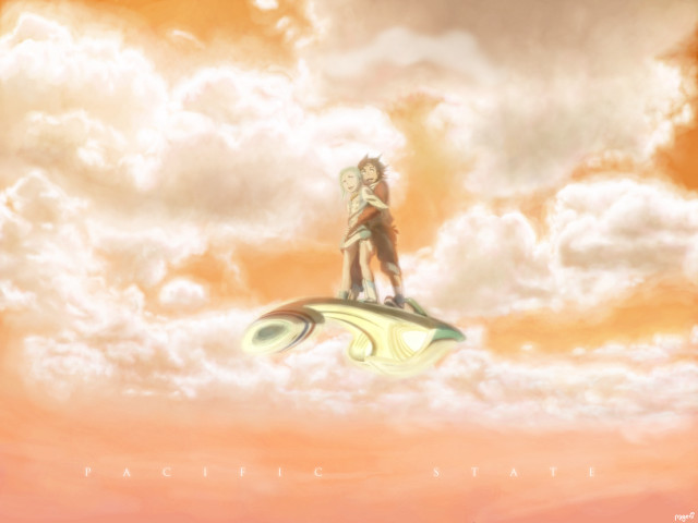 Sky girl surfboard clouds mountain free wallpaper for desktop - medium preview image