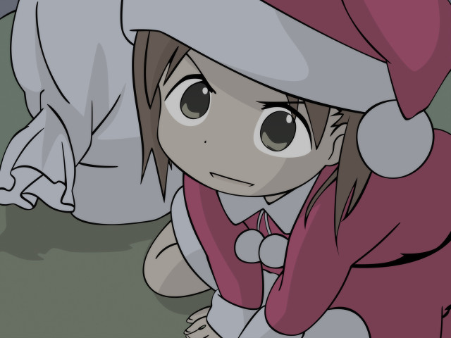 Cartoon girl santa hat angry free wallpaper for desktop - medium preview image