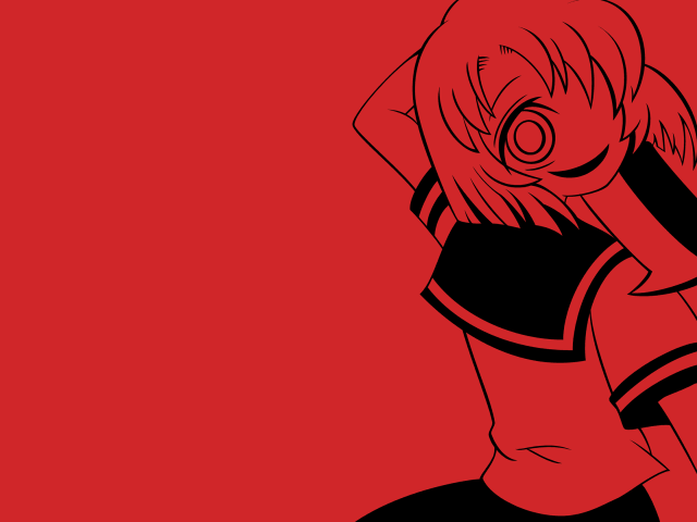 Girl ponytail blackshirt redbackground vorticism #2 free wallpaper for desktop - medium preview image