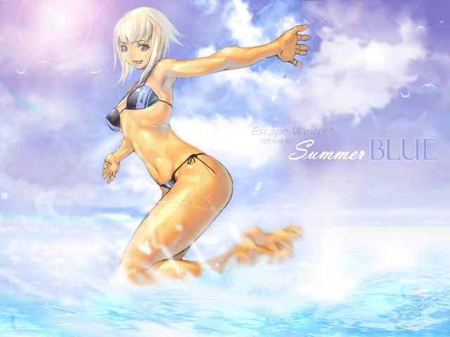 Woman bikini floating water summer free wallpaper for desktop - medium preview image