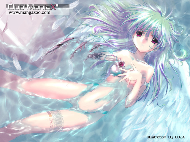 Blue haired mermaid fish wings free wallpaper for desktop - medium preview image
