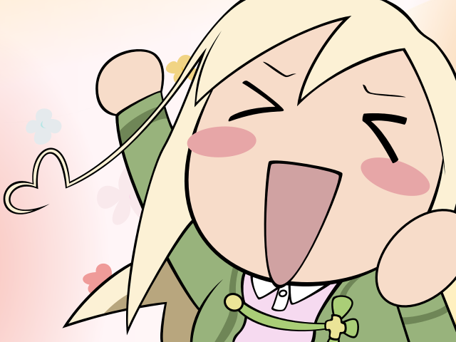 Cartoon girl green jacket pink free wallpaper for desktop - medium preview image