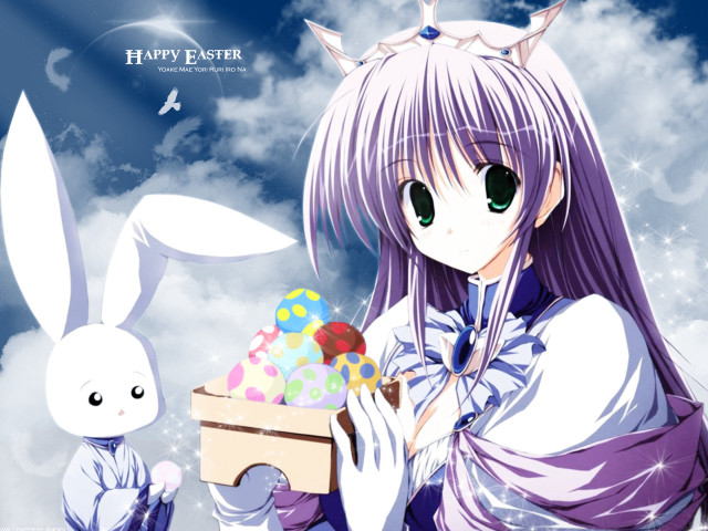 Girl bunny egg crown anime free wallpaper for desktop - medium preview image