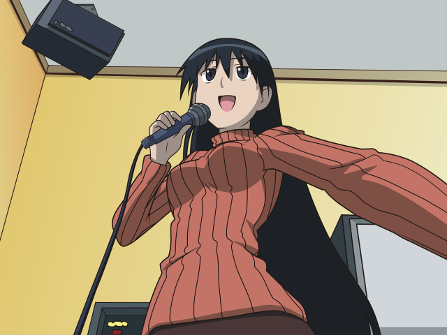 Woman red sweater singing microphone free wallpaper for desktop - medium preview image