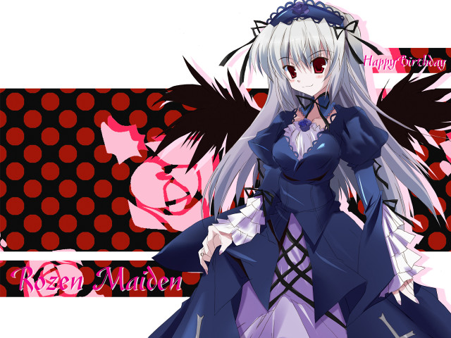 White haired anime gothic wings #2 free wallpaper for desktop - medium preview image