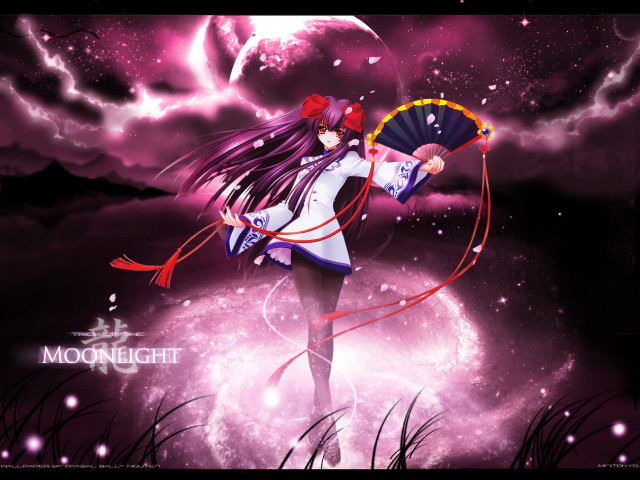 Girl fan purple background stars free wallpaper for desktop - medium preview image