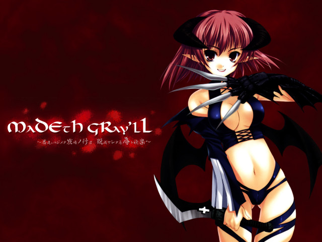Demon girl sword gothic red free wallpaper for desktop - medium preview image
