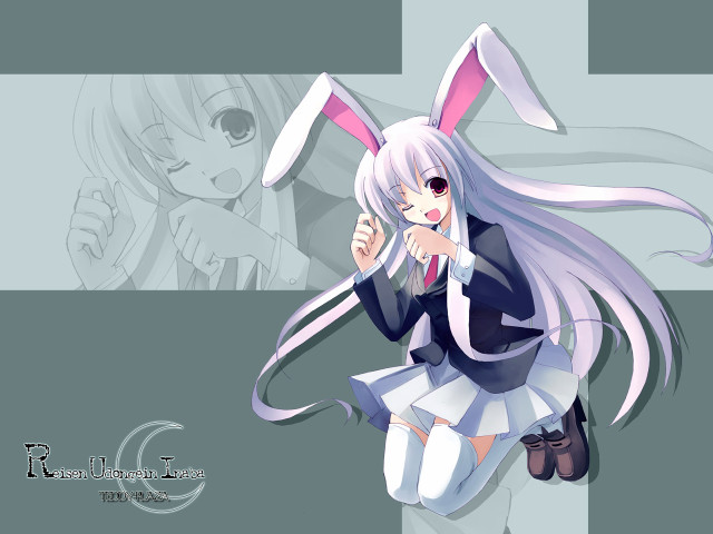 Anime rabbit girl portrait long free wallpaper for desktop - medium preview image