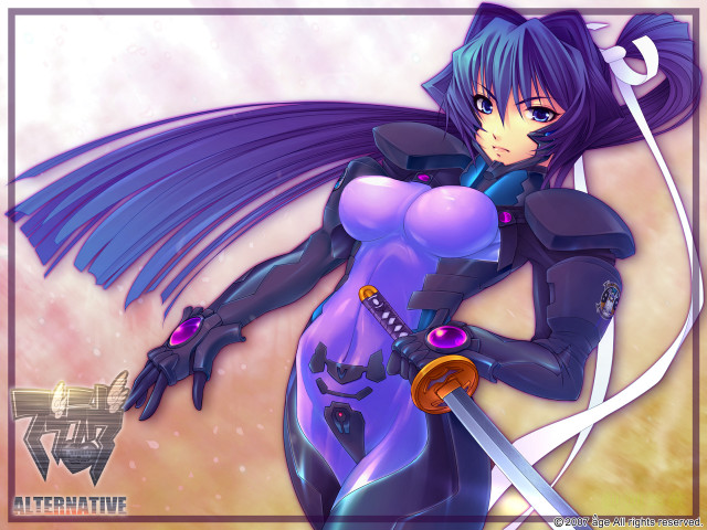 Cartoon character purple outfit sword free wallpaper for desktop - medium preview image