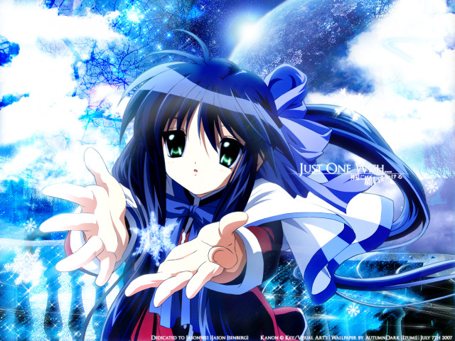 Anime longhair greeneyes pointing starrysky free wallpaper for desktop - medium preview image