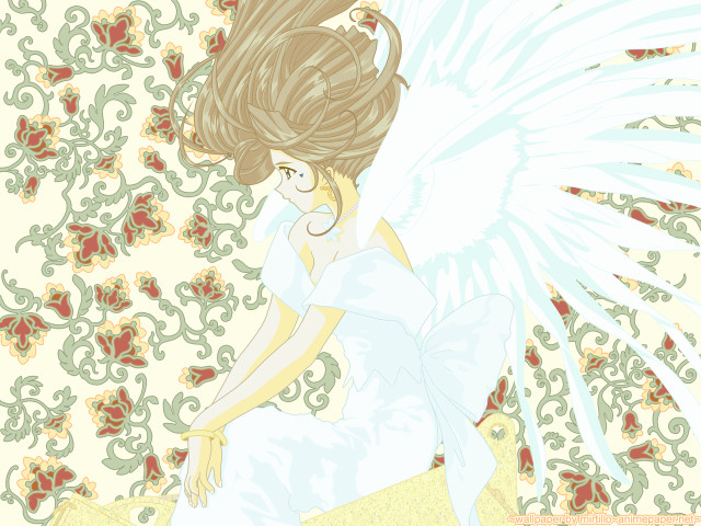 Angelic floral wings dress illustration free wallpaper for desktop - medium preview image