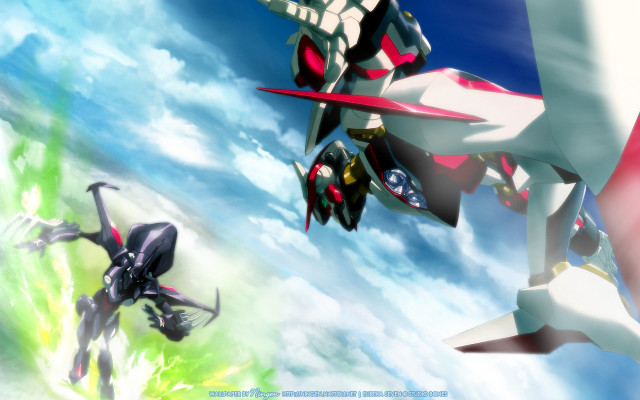 Anime flying clouds plane mecha free wallpaper for desktop - medium preview image
