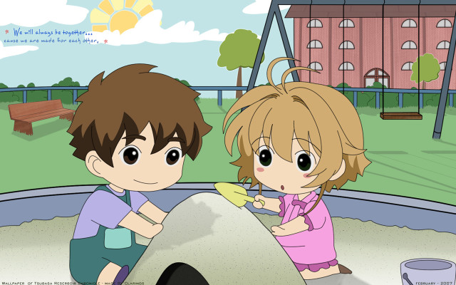 Boy girl playground swing building free wallpaper for desktop - medium preview image