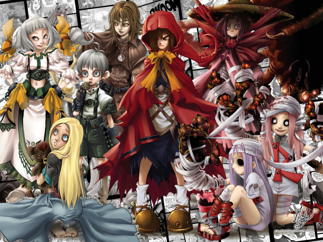 Anime group wall puzzle characters free wallpaper for desktop - medium preview image