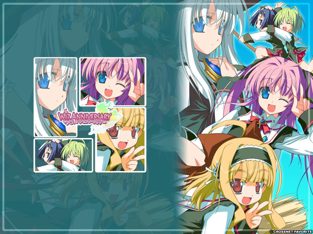 Anime girls colorful hair glasses free wallpaper for desktop - medium preview image