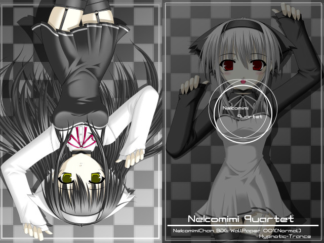 Girl blackwhite checkered redeye alice free wallpaper for desktop - medium preview image