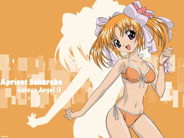 Cartoon girl bikini pinkbow cityscape free wallpaper for desktop - medium preview image