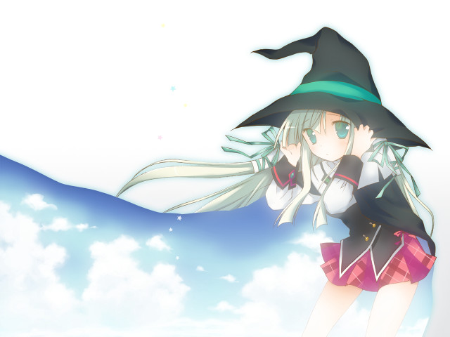 Witch flying anime girl aqua free wallpaper for desktop - medium preview image