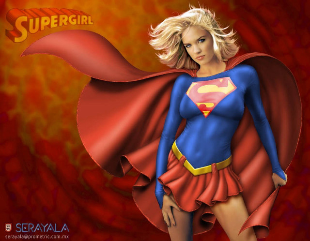 Supergirl cape red skirt woman free wallpaper for desktop - medium preview image
