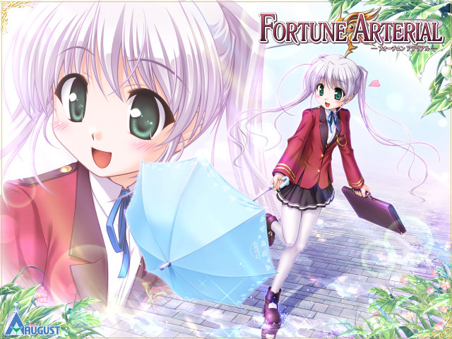 Girl blue umbrella red jacket free wallpaper for desktop - medium preview image