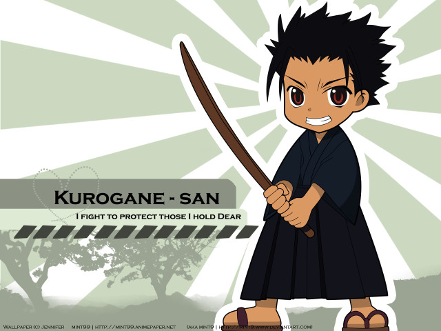 Kurogane san sword kimono black free wallpaper for desktop - medium preview image