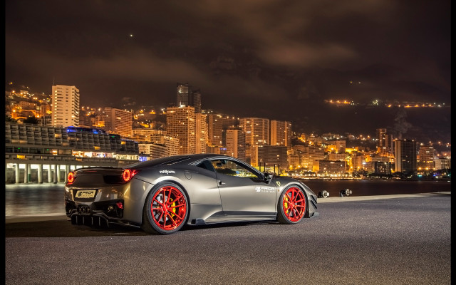 Silver sports car night city #4 free wallpaper for desktop - medium preview image