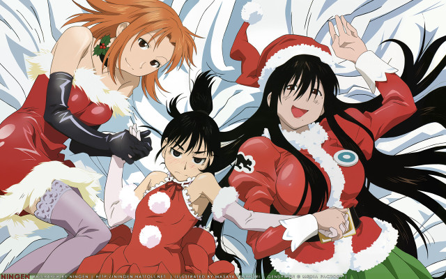 Anime christmas costumes group holding free wallpaper for desktop - medium preview image