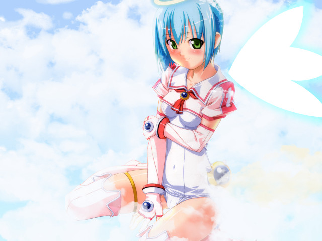 Anime girl blue hair green #3 free wallpaper for desktop - medium preview image