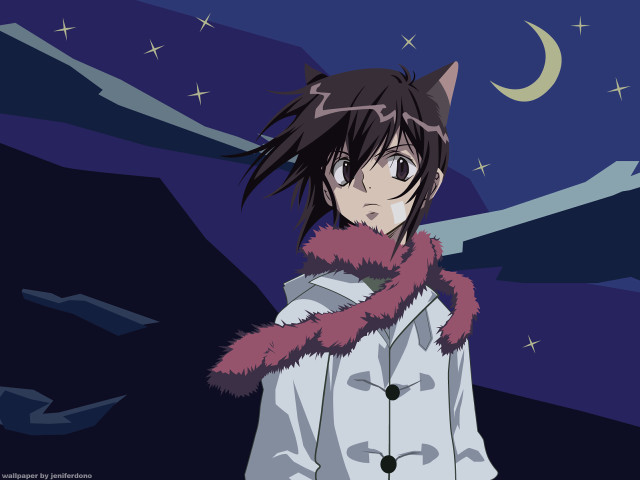 Anime cat ears scarf mountain free wallpaper for desktop - medium preview image
