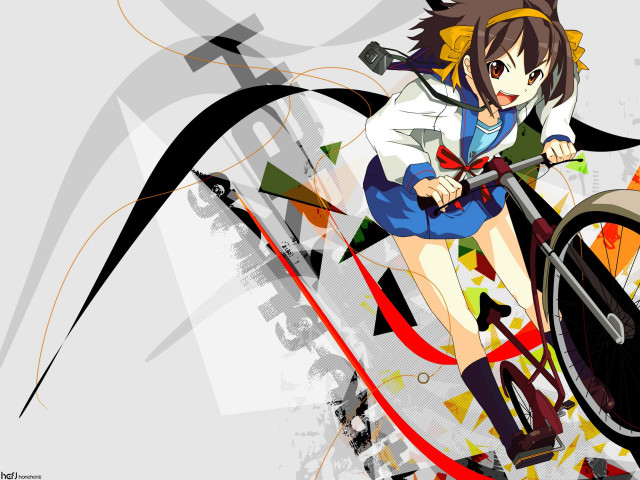 Girl bike colorful background arrow free wallpaper for desktop - medium preview image