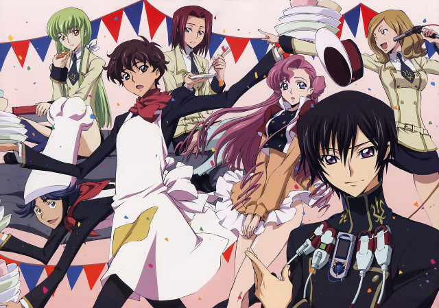 Anime group cake bunting official free wallpaper for desktop - medium preview image