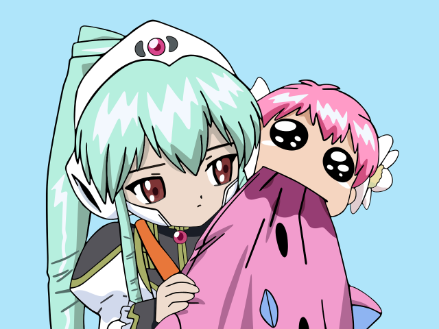 Anime couple hug watermelon blue free wallpaper for desktop - medium preview image