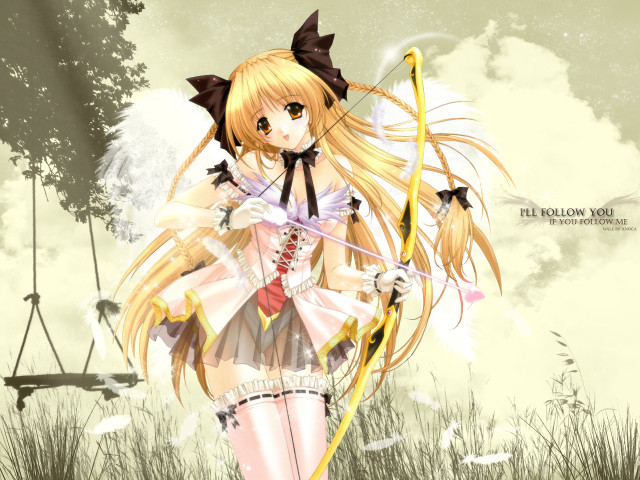 Anime girl bow arrow sky free wallpaper for desktop - medium preview image