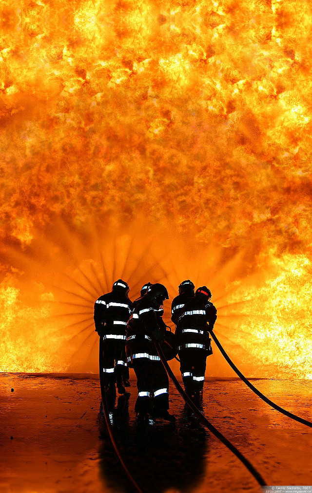 Firemen building flames raging group free wallpaper for mobile - medium preview image