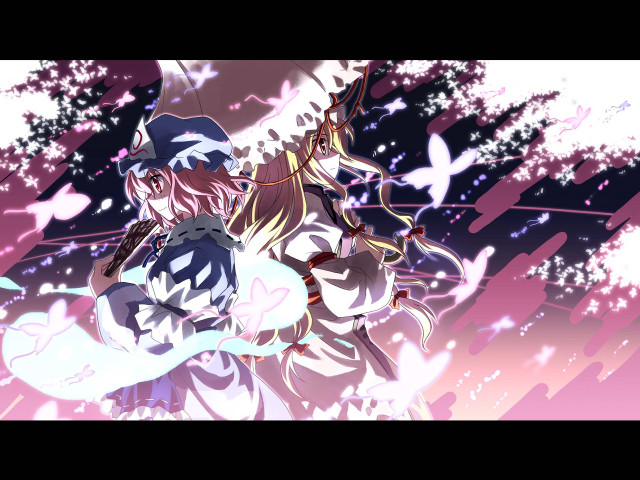 Anime sword butterfly kimono cherryblossoms free wallpaper for desktop - medium preview image