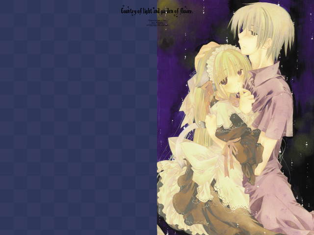 Anime couple purple stars checkered free wallpaper for desktop - medium preview image