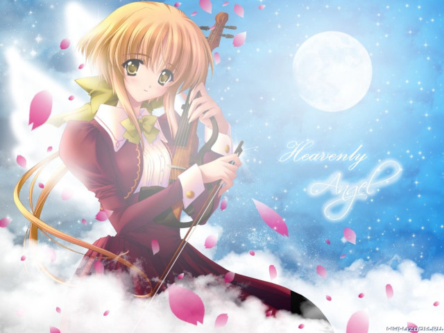 Girl bow arrow clouds moon free wallpaper for desktop - medium preview image