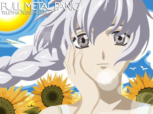 White hair girl sunflowers alice free wallpaper for desktop - medium preview image