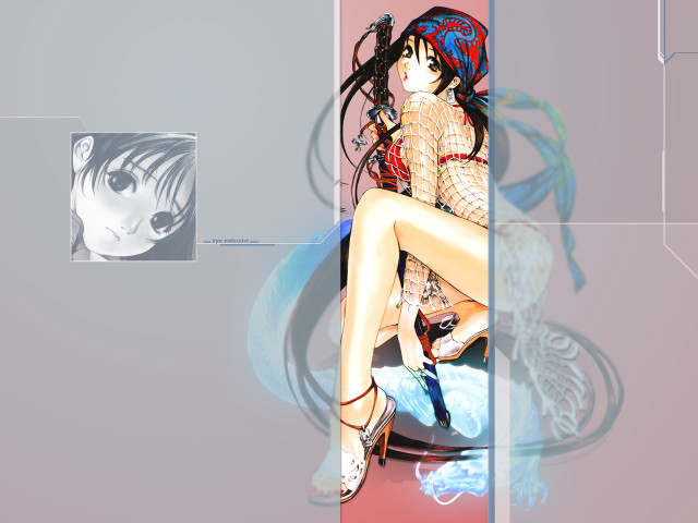 Woman cat chair lap anime free wallpaper for desktop - medium preview image