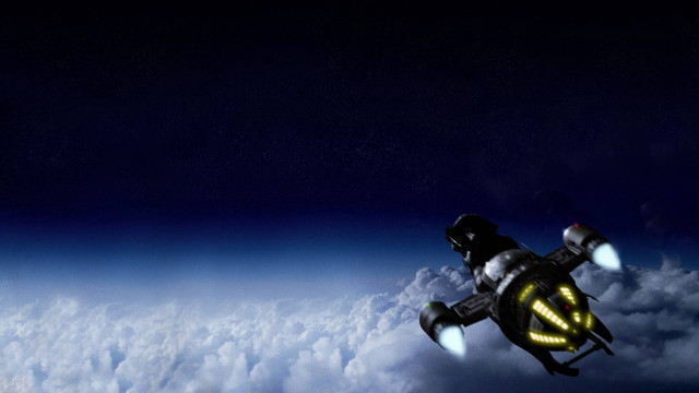 Spaceship flying sky clouds stars #2 free wallpaper for desktop - medium preview image