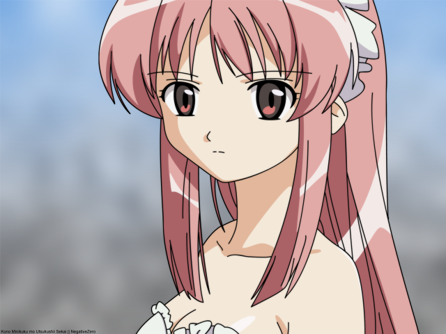 Pink hair white dress anime #2 free wallpaper for desktop - medium preview image